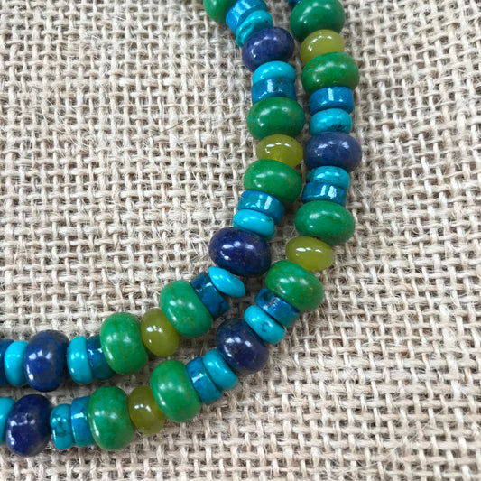 Handmade Lapis, Turquoise and Jade Necklace