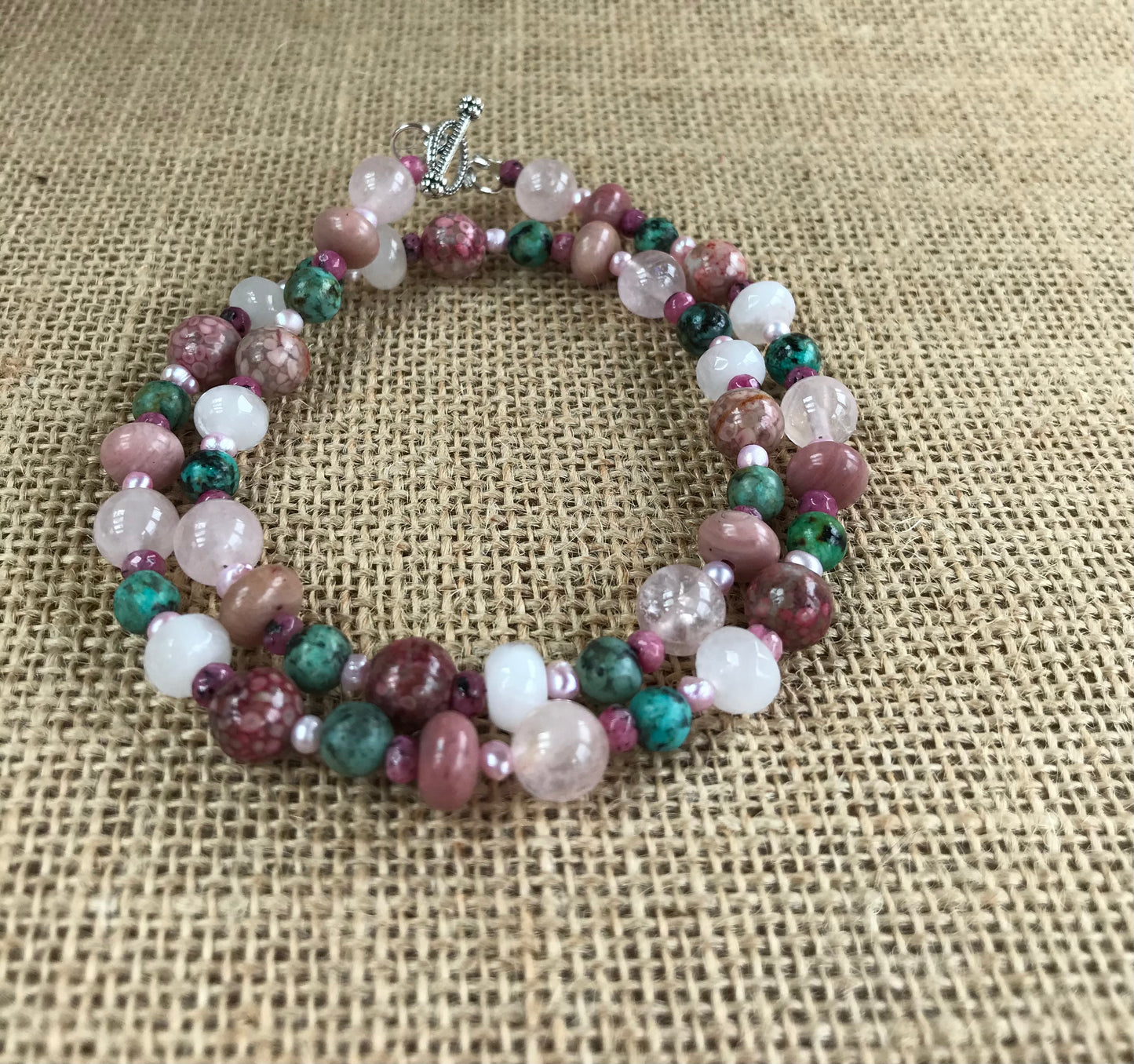 Rose Quartz and African Turquoise Necklace