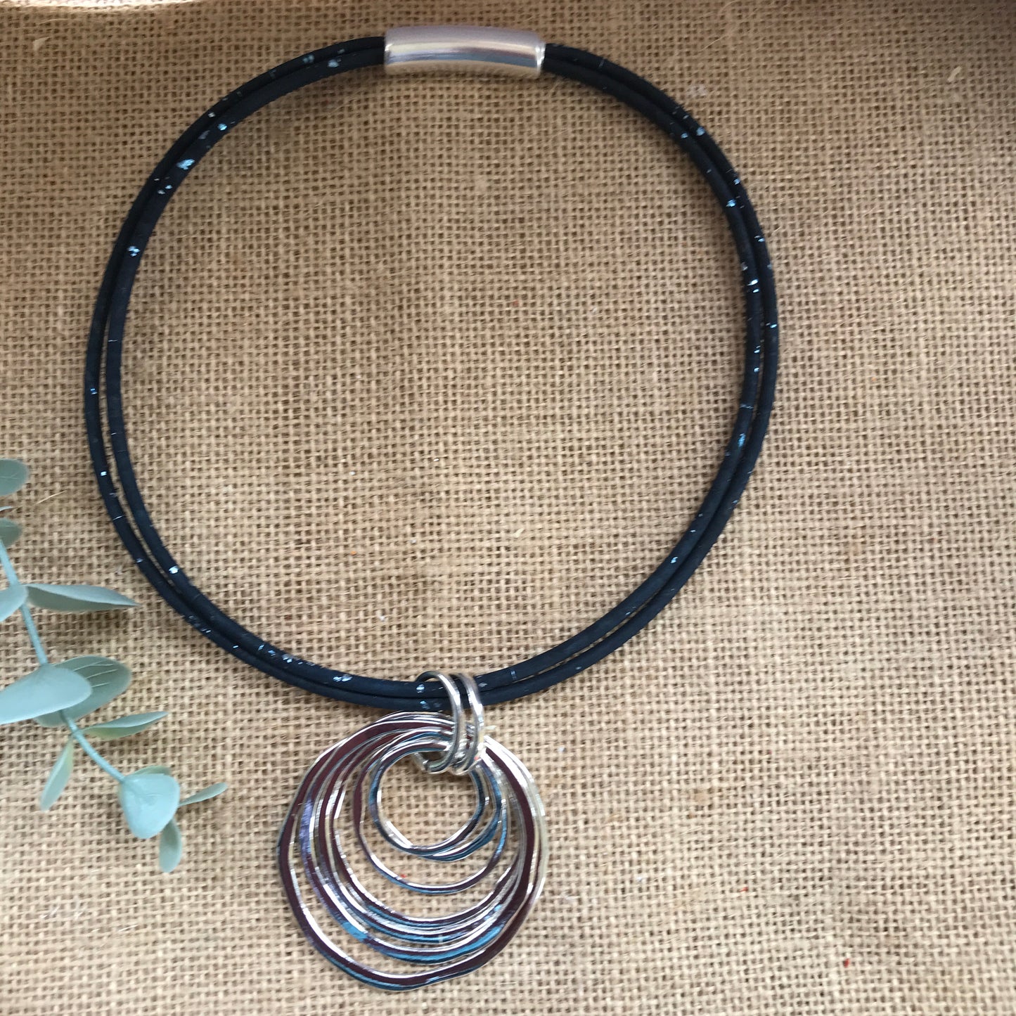 Cork Circle Pendant Vegan Necklace