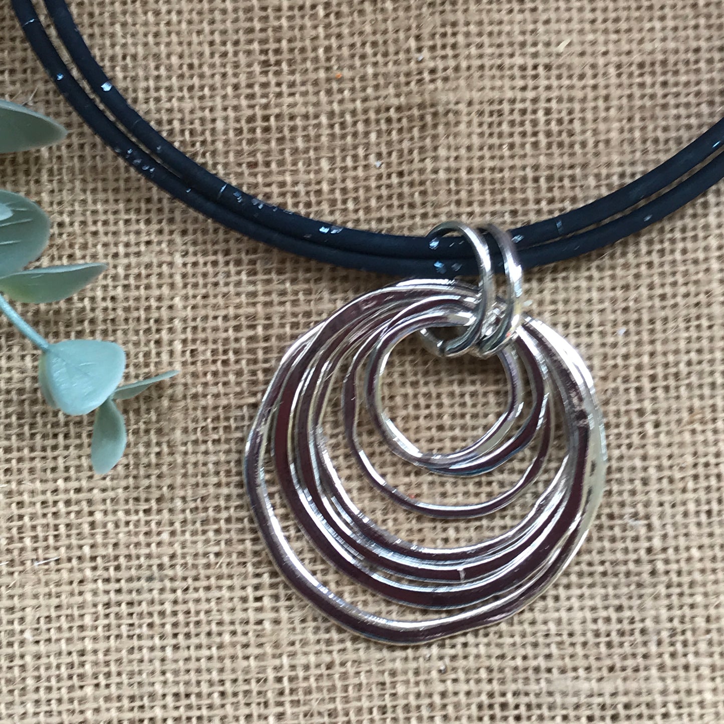 Handmade Cork Vegan Necklace with Circle Pendant