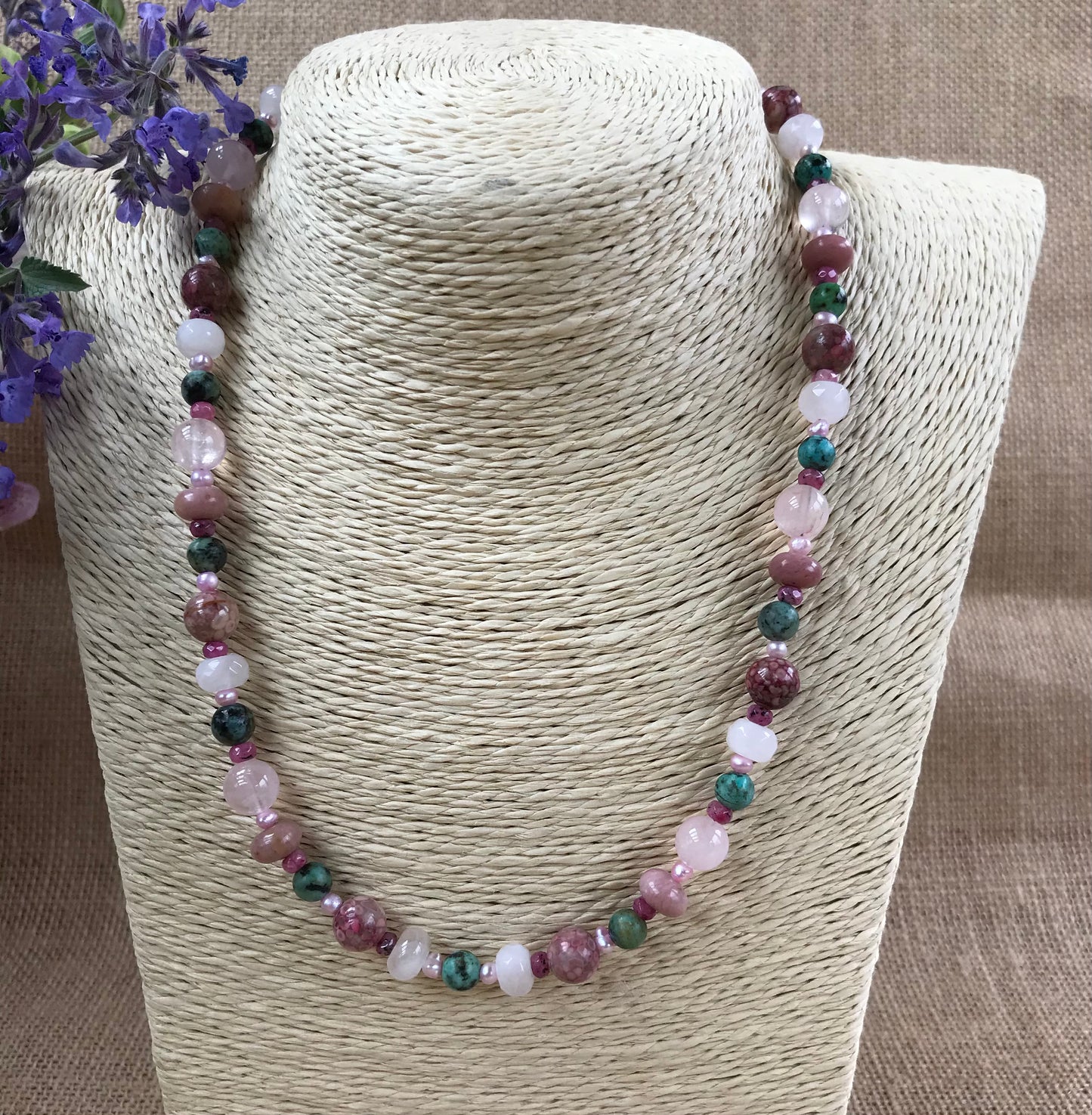 Rose Quartz and African Turquoise Necklace