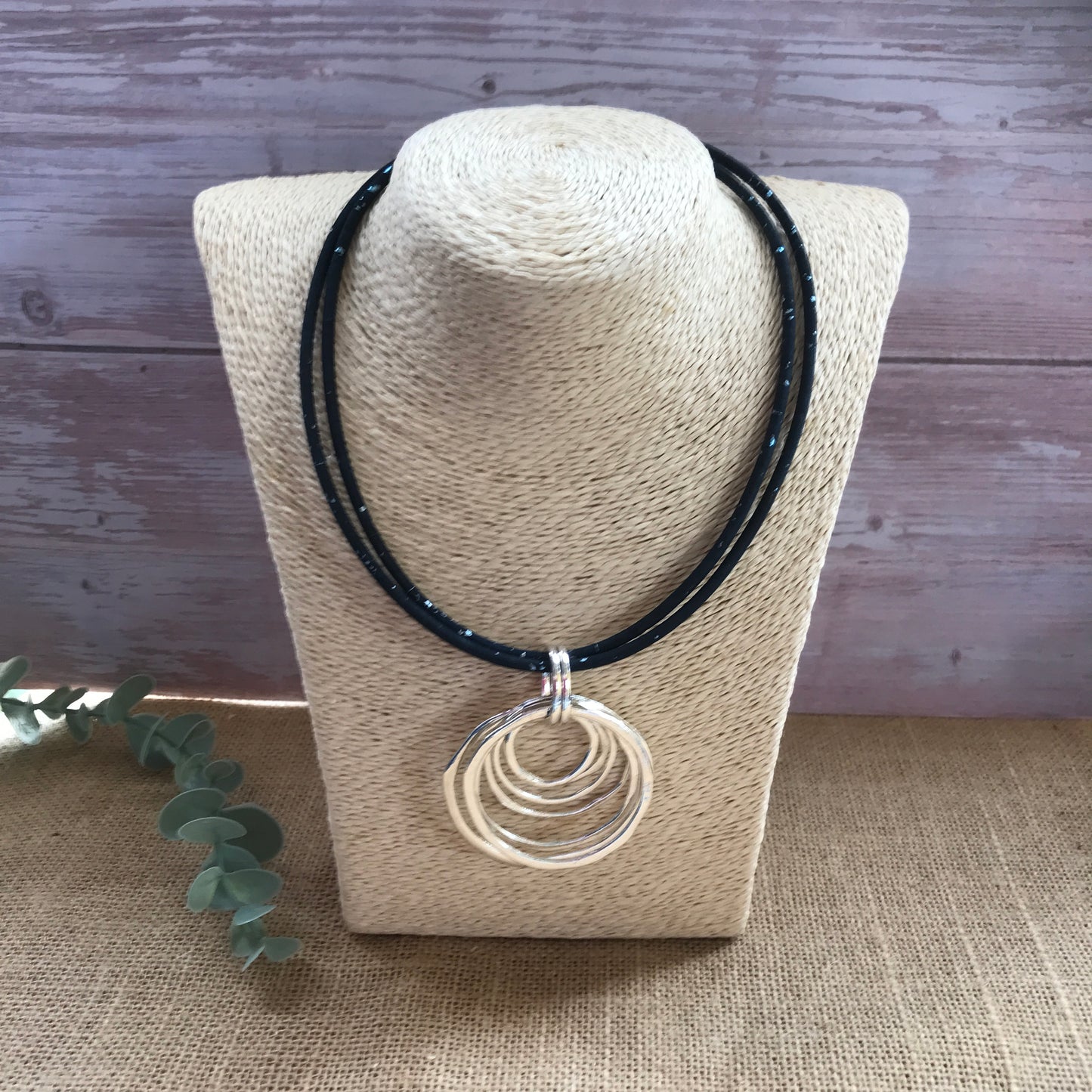 Handmade Cork Vegan Necklace with Circle Pendant