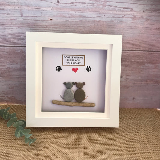 Dogs Leave Paw Prints on Your Heart Pebble Art Picture