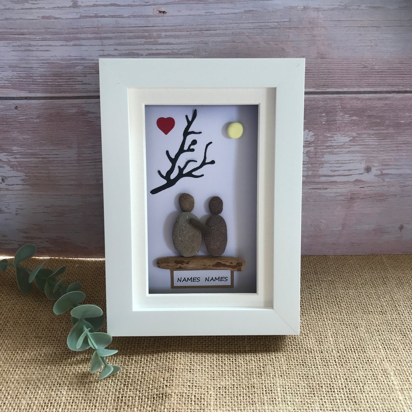 Handmade Personalised Couples Pebble Art Picture