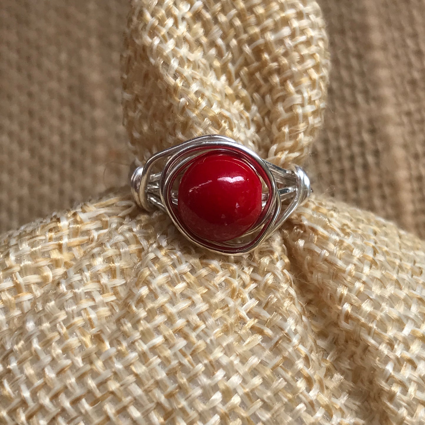 Handmade Coral Ring Wire Wrapped Ring