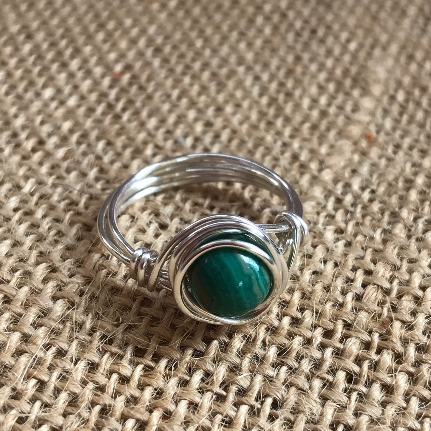 Green Jasper Wire Wrapped Ring