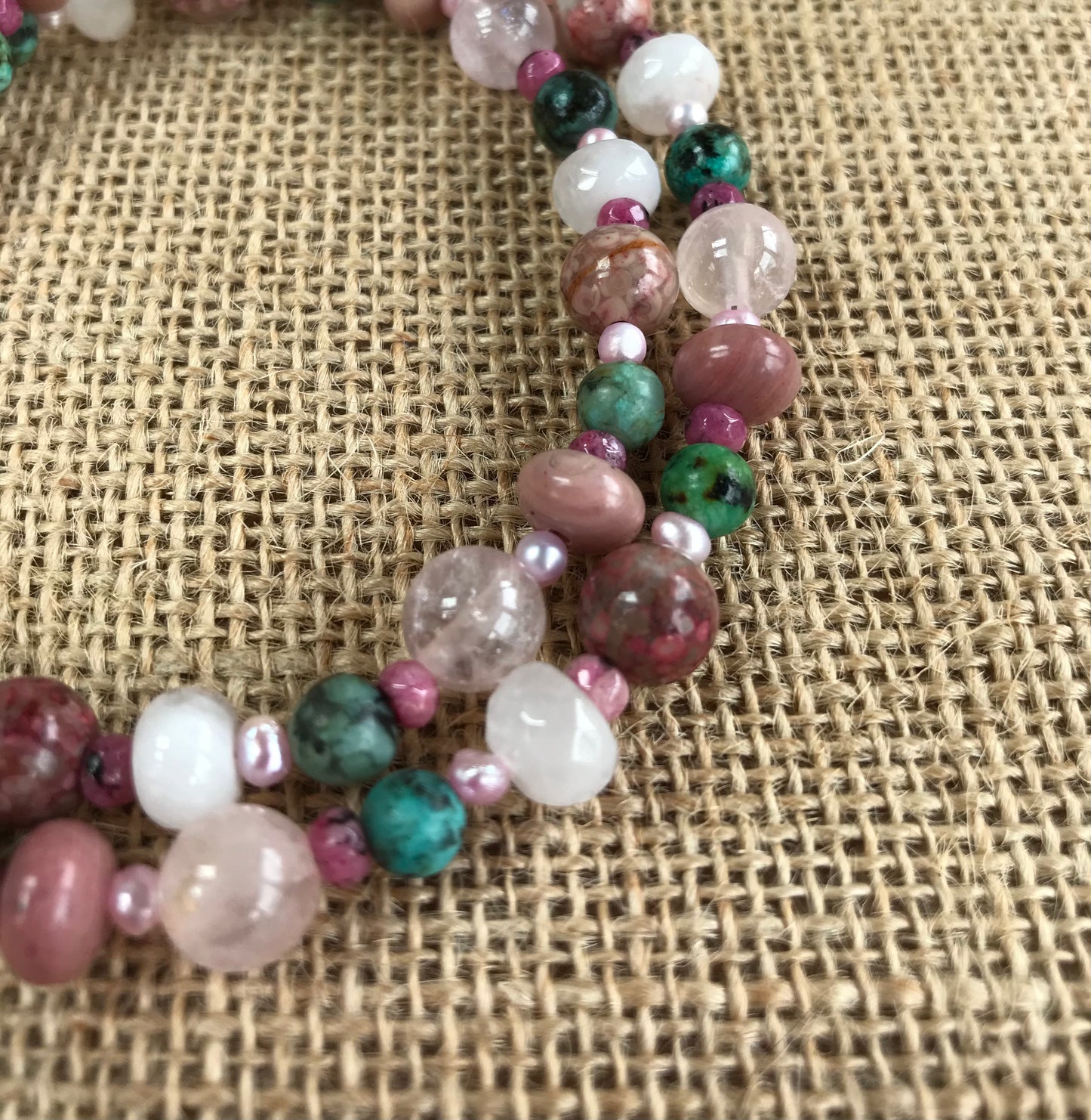 Rose Quartz and African Turquoise Necklace