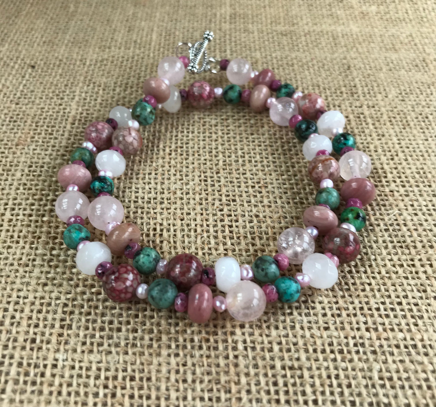 Rose Quartz and African Turquoise Necklace