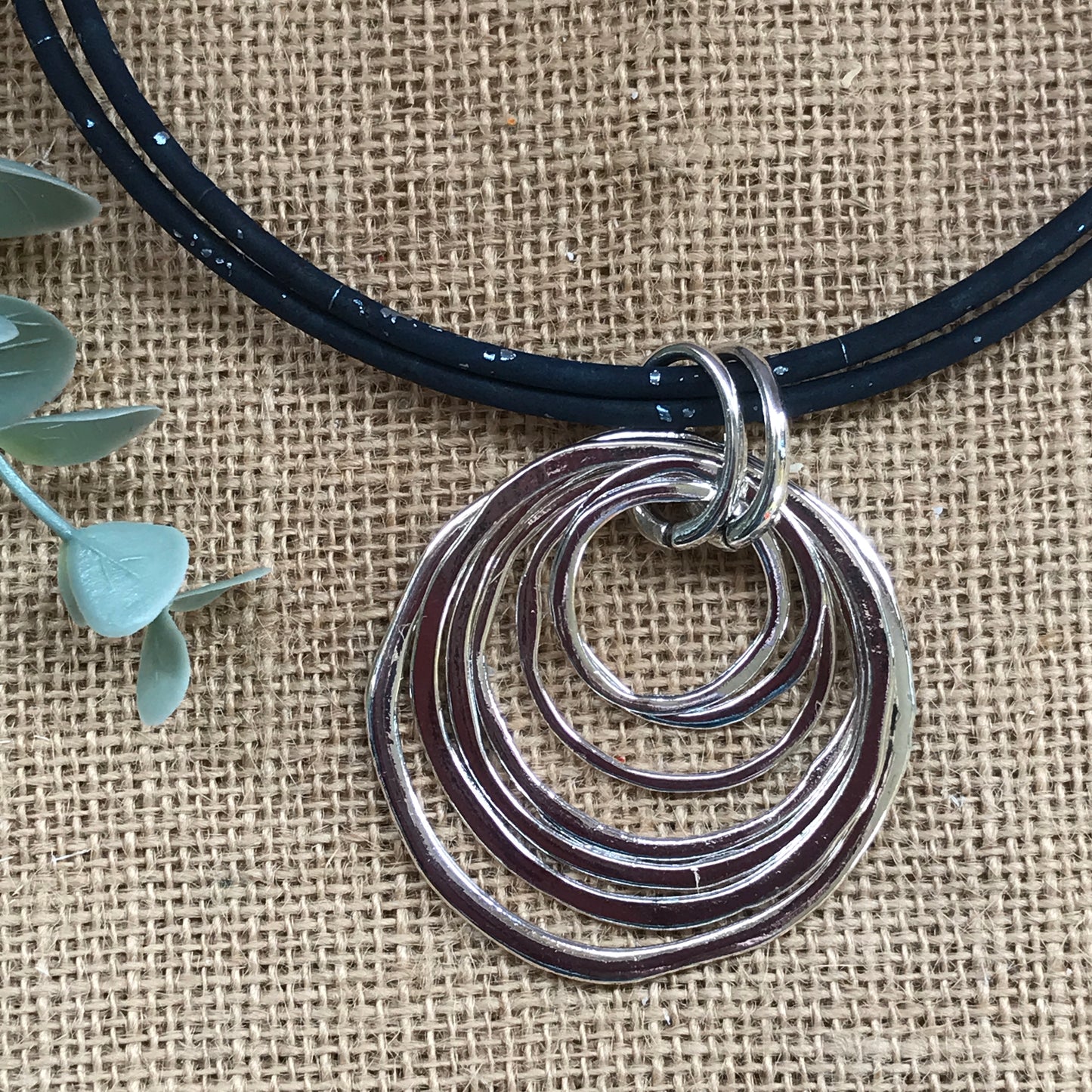 Handmade Cork Vegan Necklace with Circle Pendant