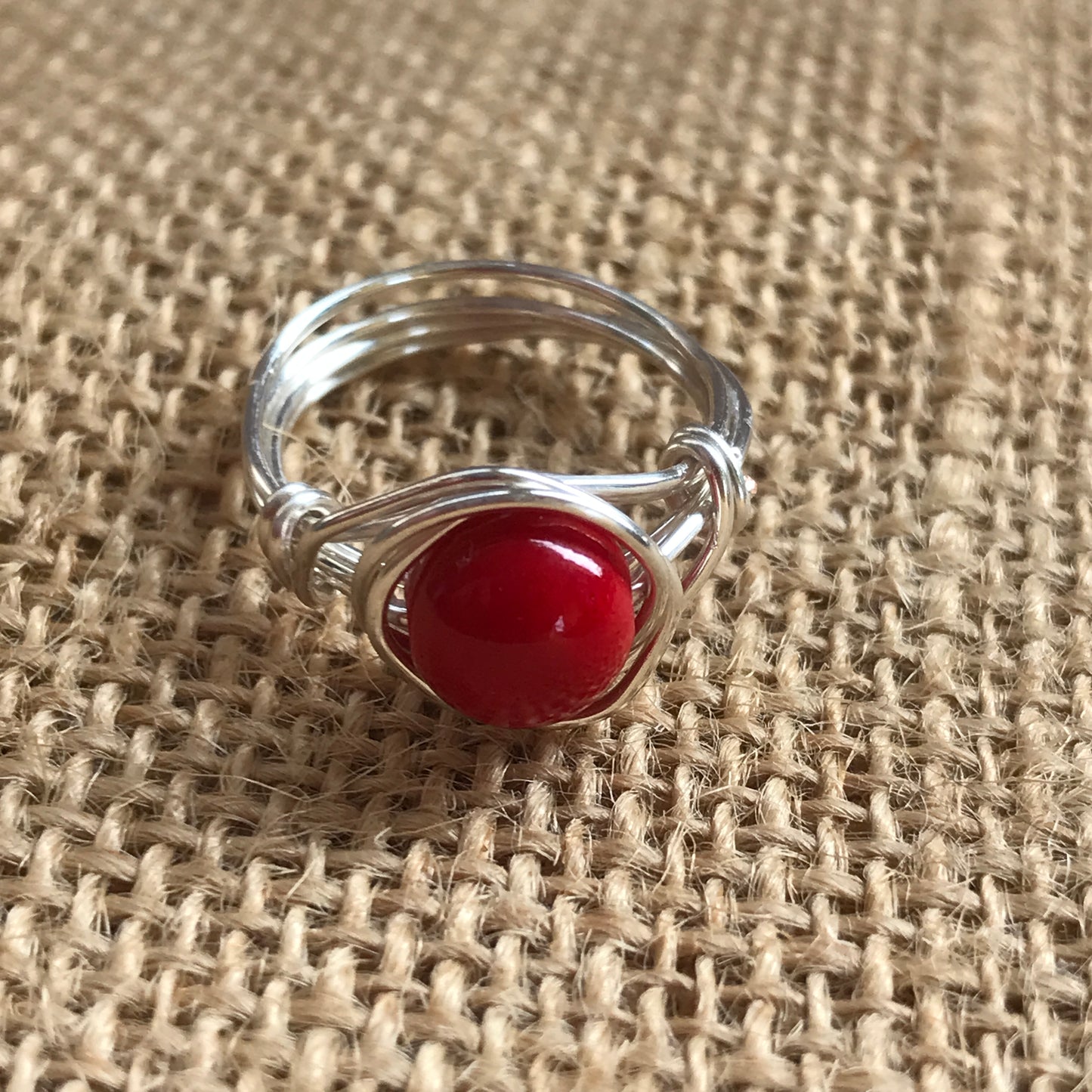 Handmade Coral Ring Wire Wrapped Ring
