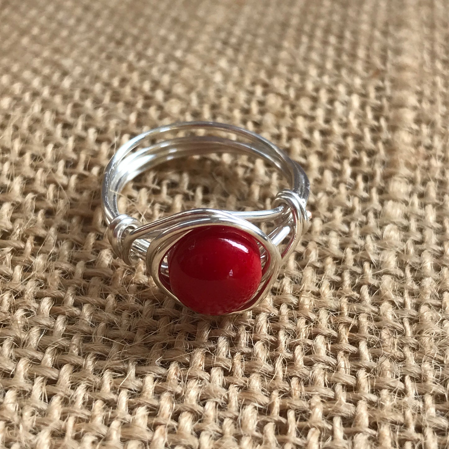 Handmade Coral Ring Wire Wrapped Ring