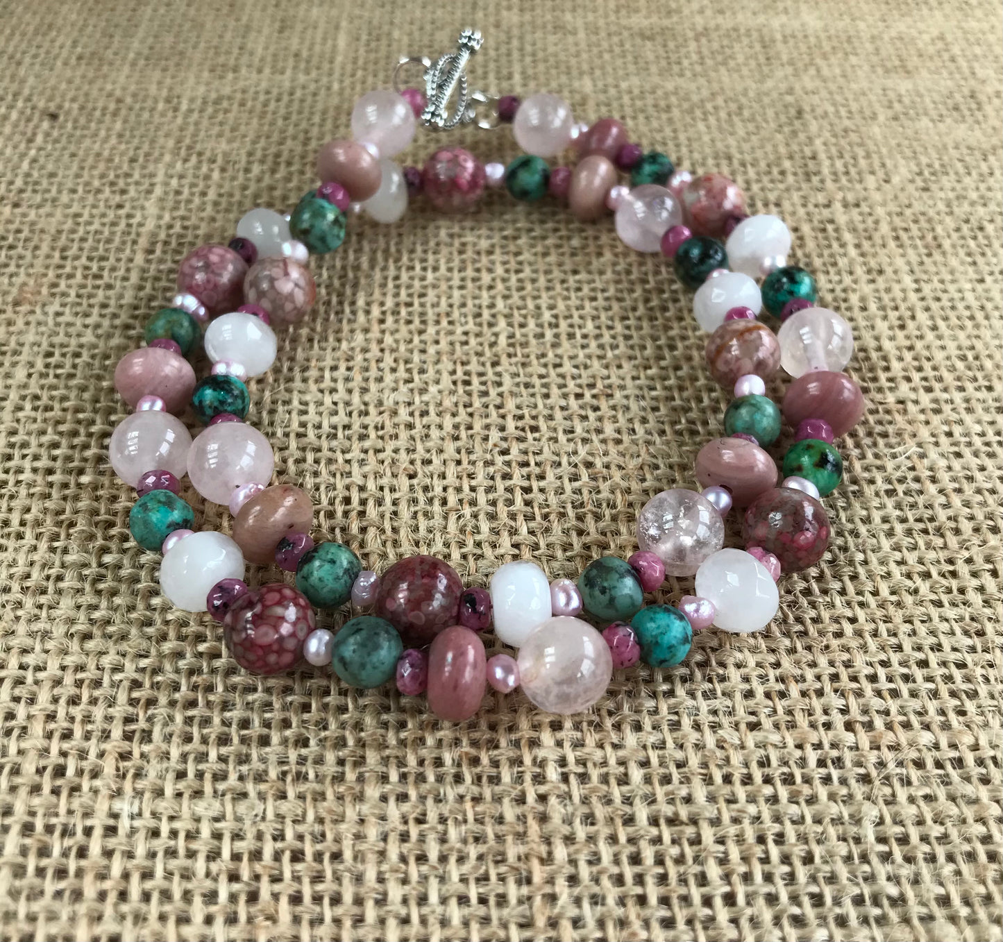 Rose Quartz and African Turquoise Necklace