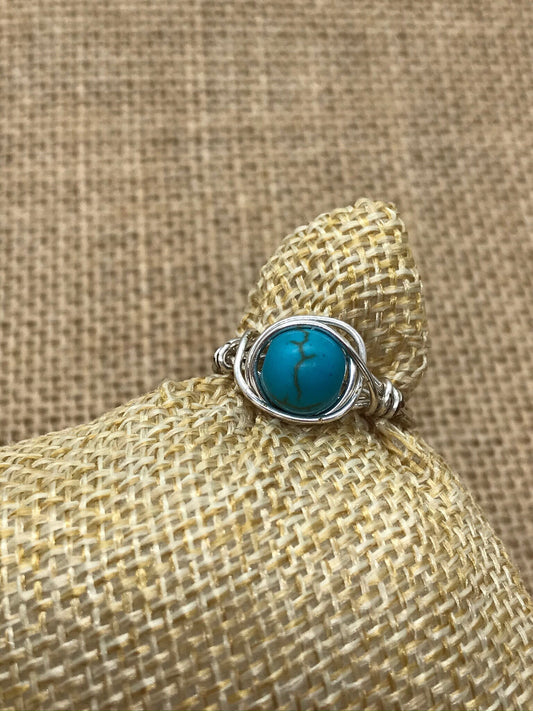 Turquoise Wired Wrapped Ring