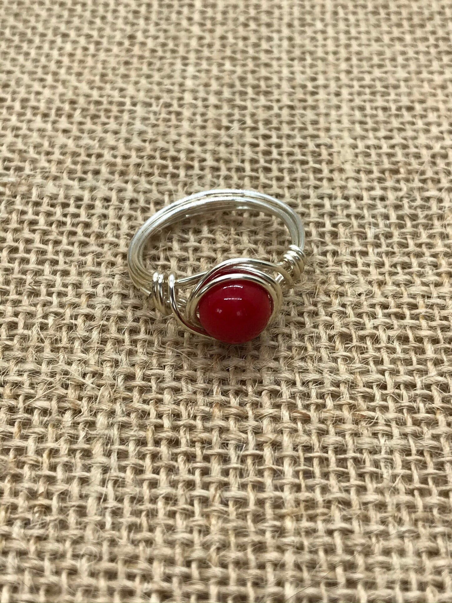 Handmade Coral Ring Wire Wrapped Ring