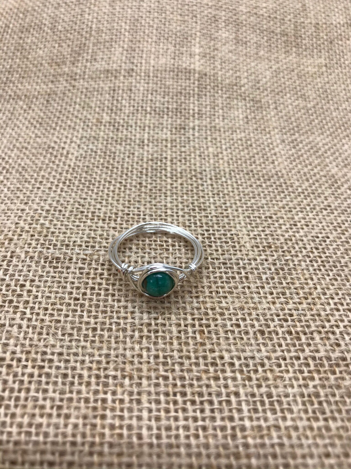 Green Jasper Wire Wrapped Ring