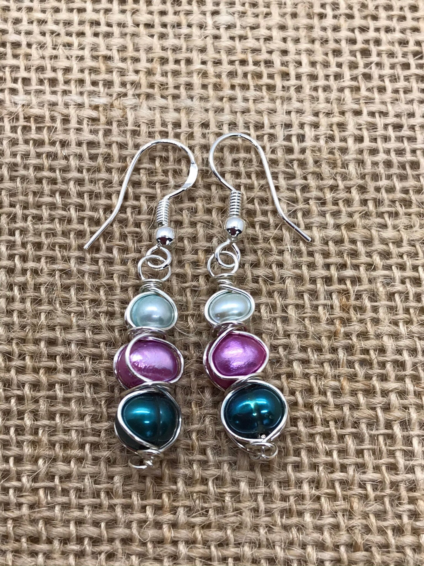 Freshwater Pearl Wire Wrap Earrings