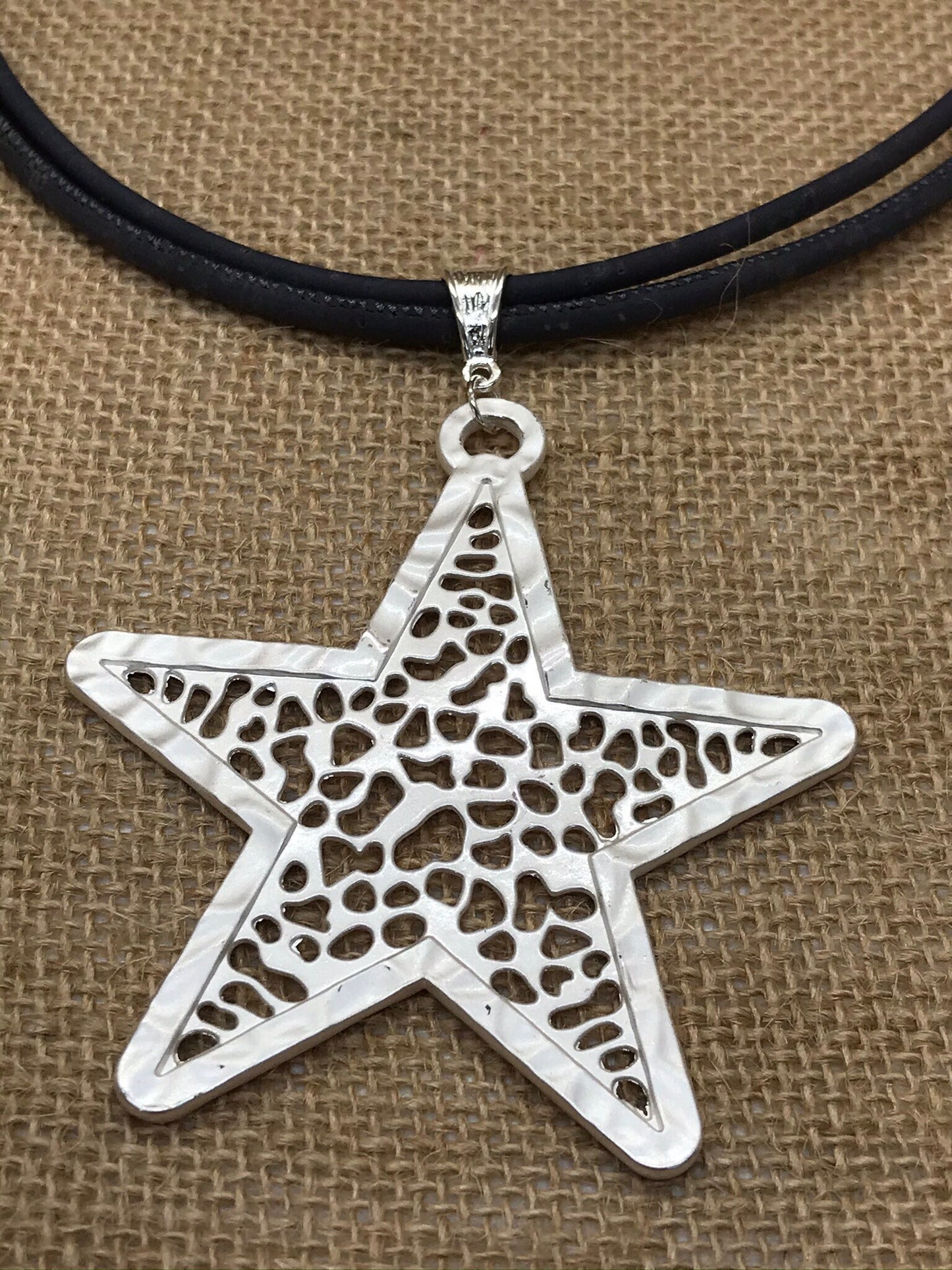 Handmade Cork Necklace with Star Pendant Vegan
