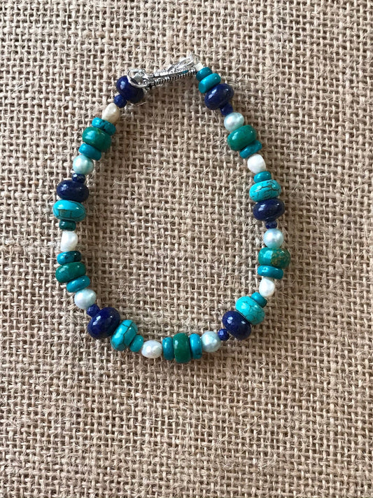 Handmade Turquoise Lapis Lazuli Bracelet