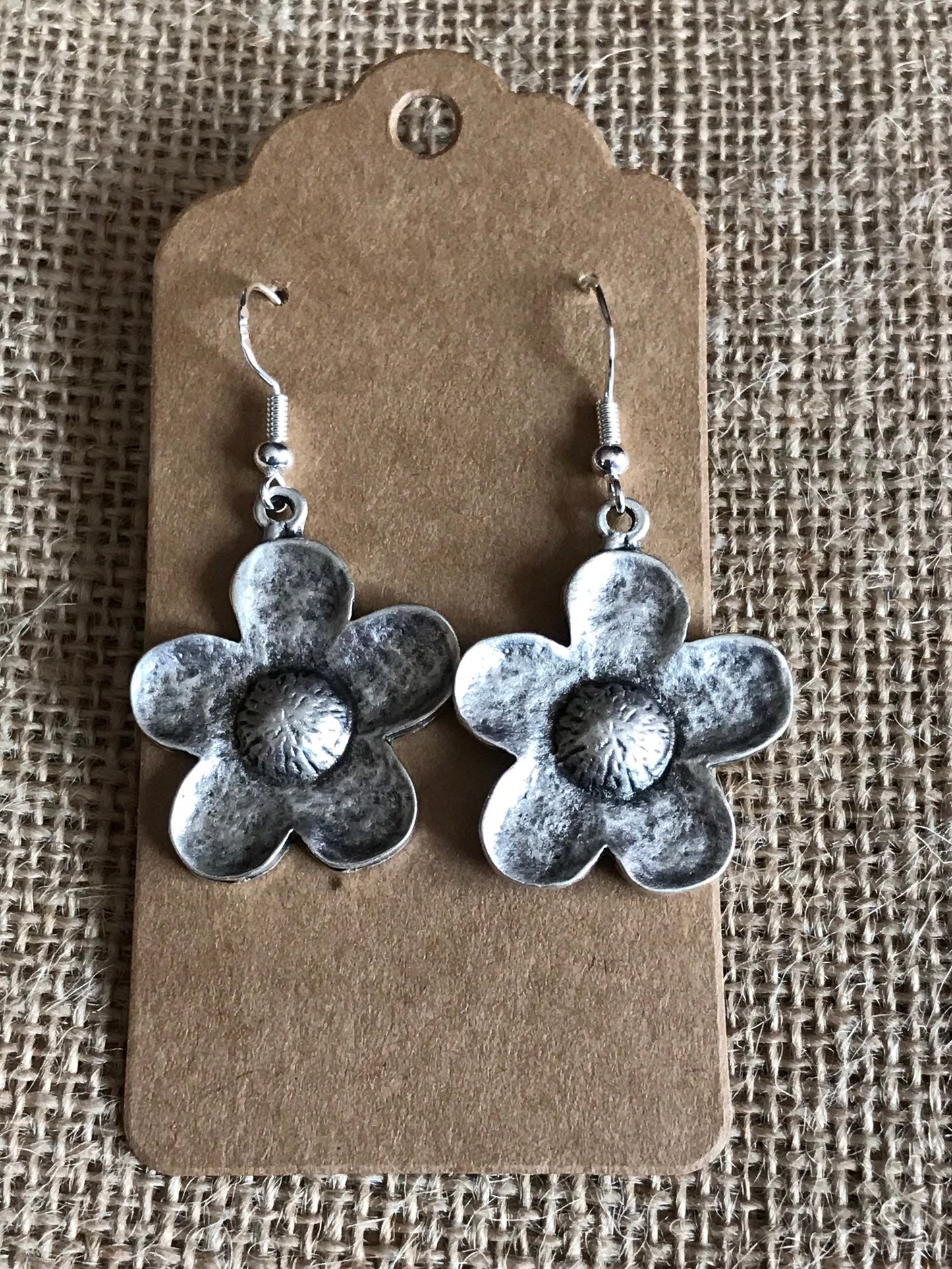 Large Silver Flower Earrings