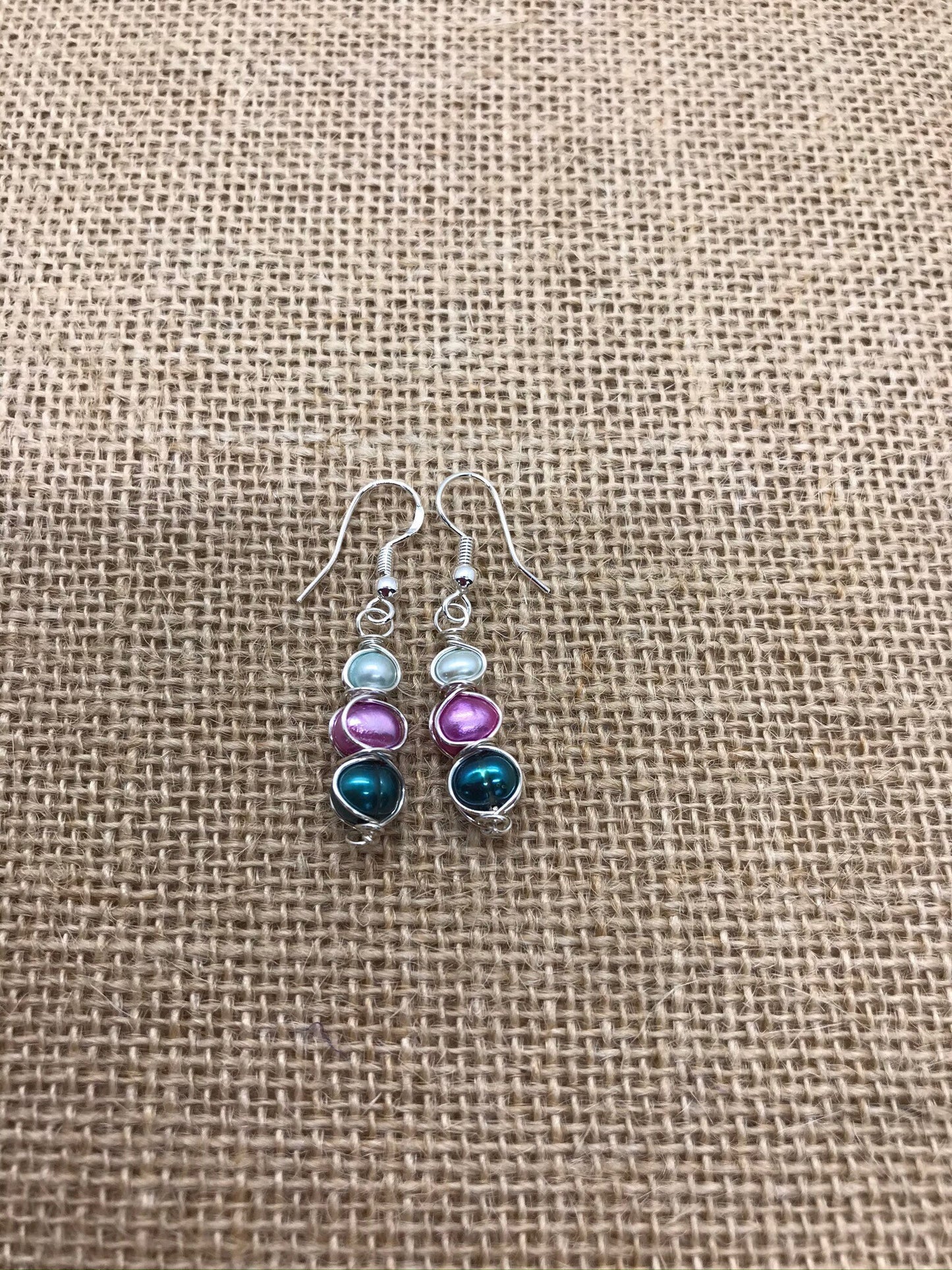 Freshwater Pearl Wire Wrapped Earrings