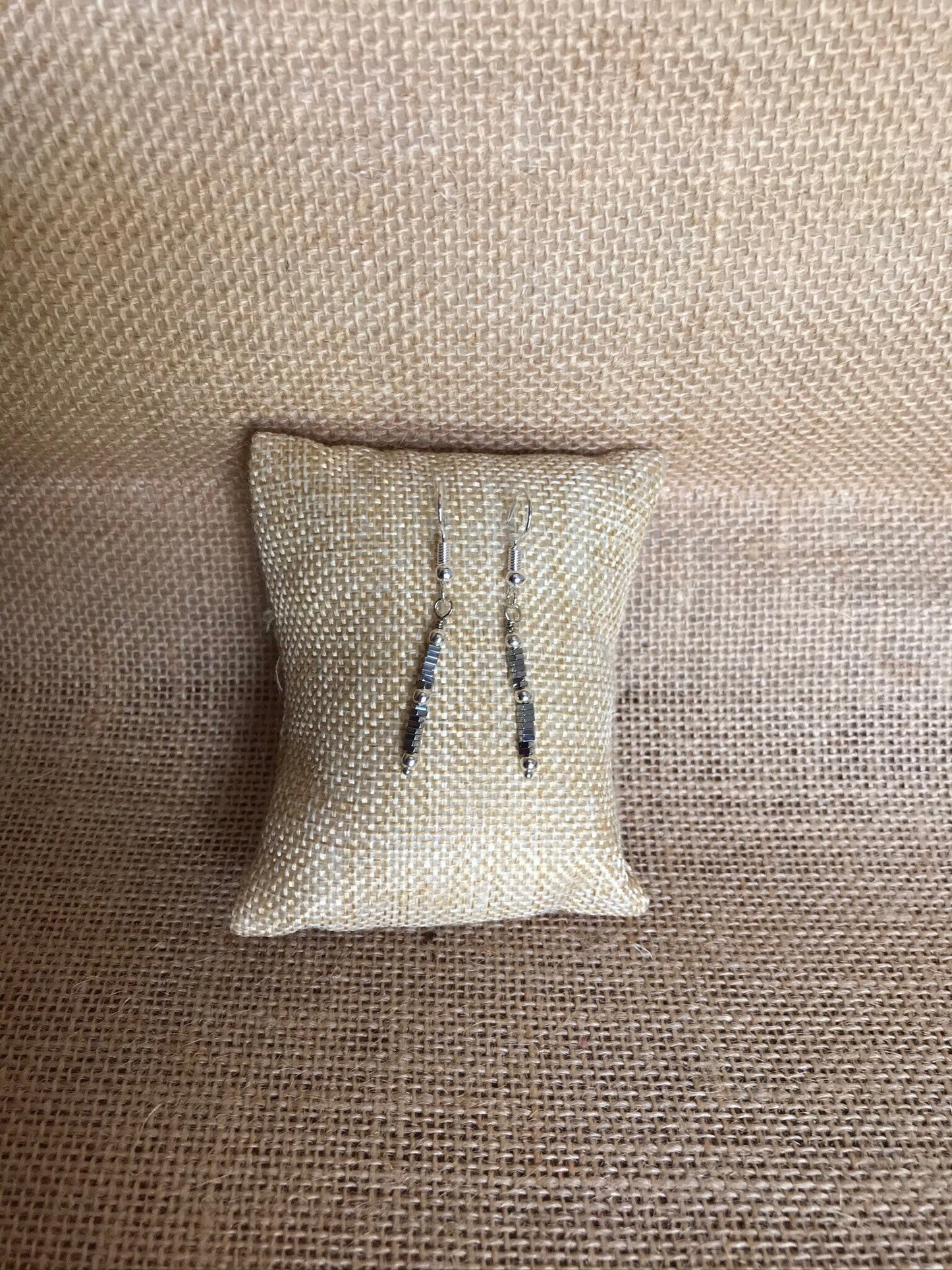 Handmade Silver Hematite Earrings