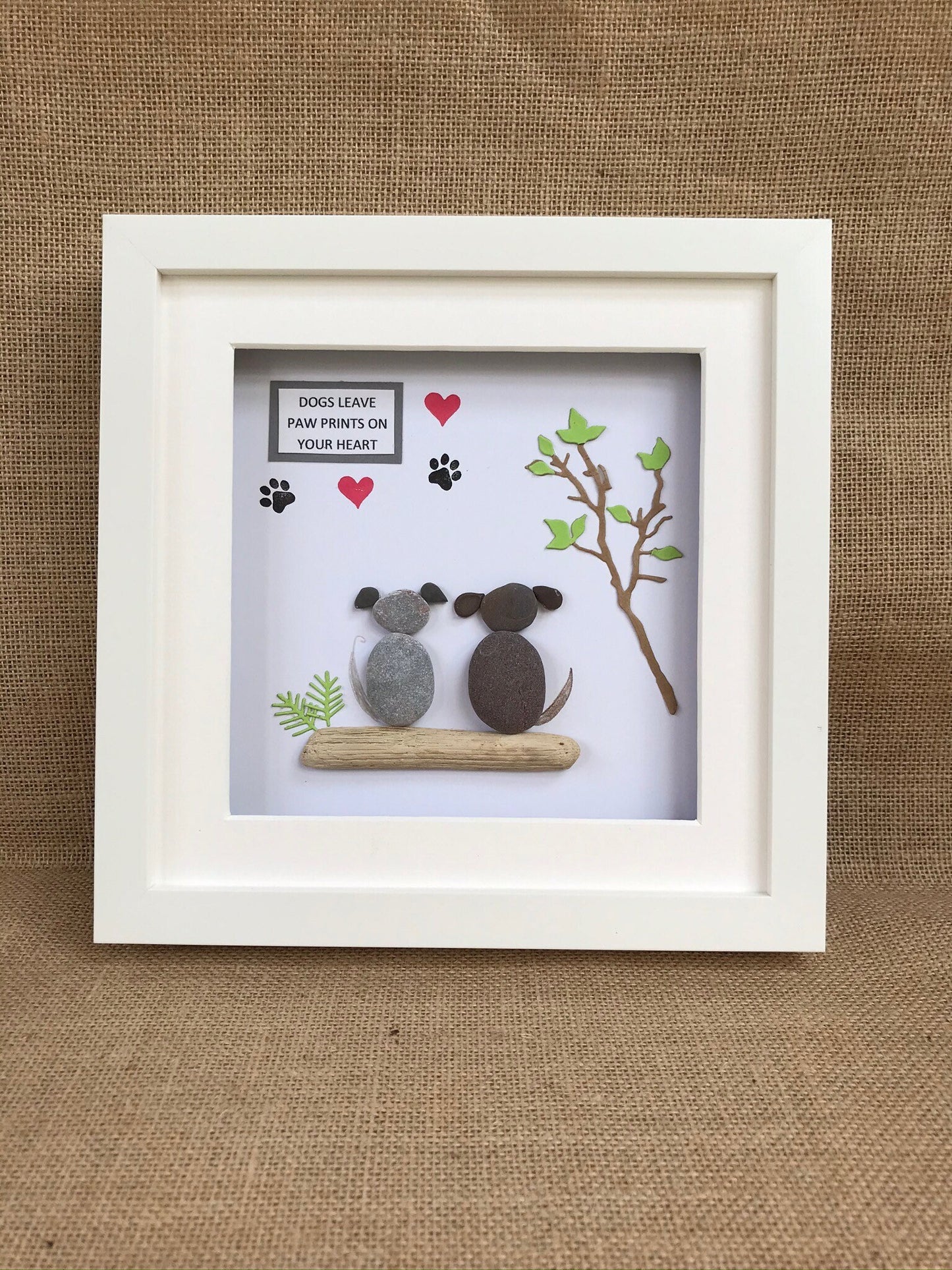 Handmade Dogs Pebble Art Picture