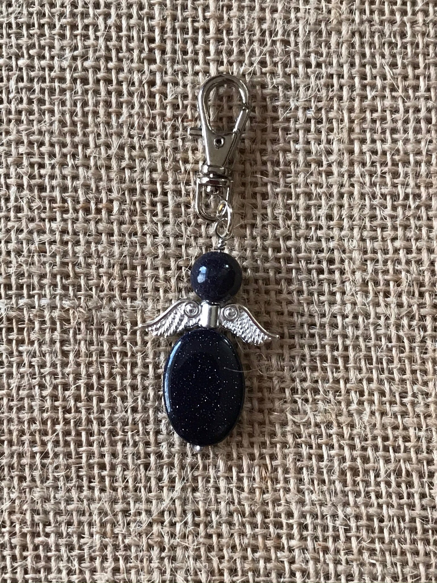 Blue Angel Pendant Keepsake Keychain - Goldstone