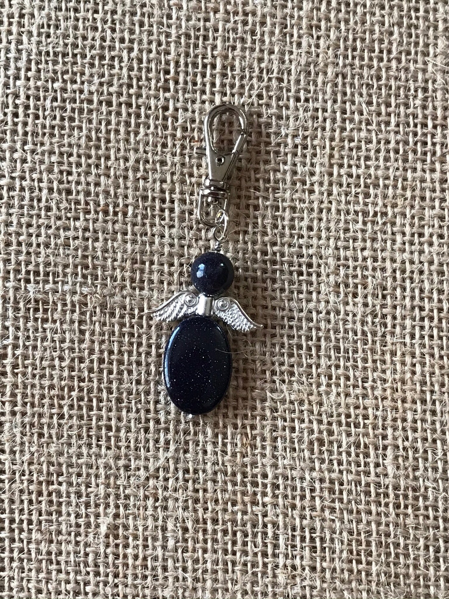 Blue Angel Pendant Keepsake Keychain - Goldstone