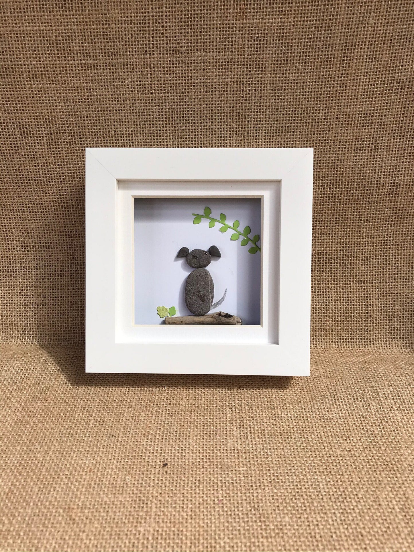 Handmade Dog Pebble Art Picture