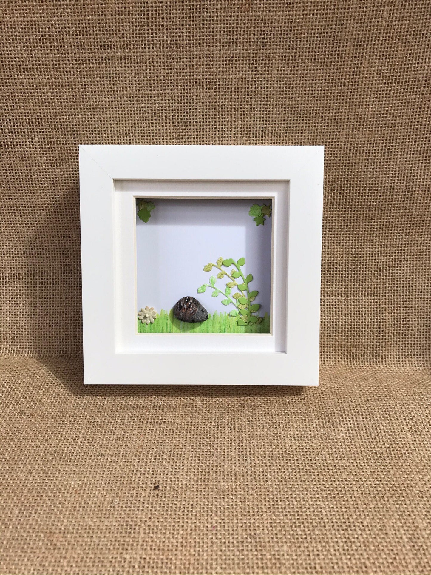 Handmade Hedgehog Pebble Art Picture