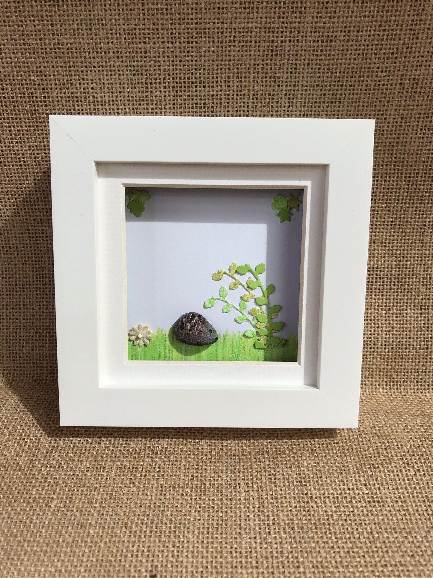 Handmade Hedgehog Pebble Art Picture