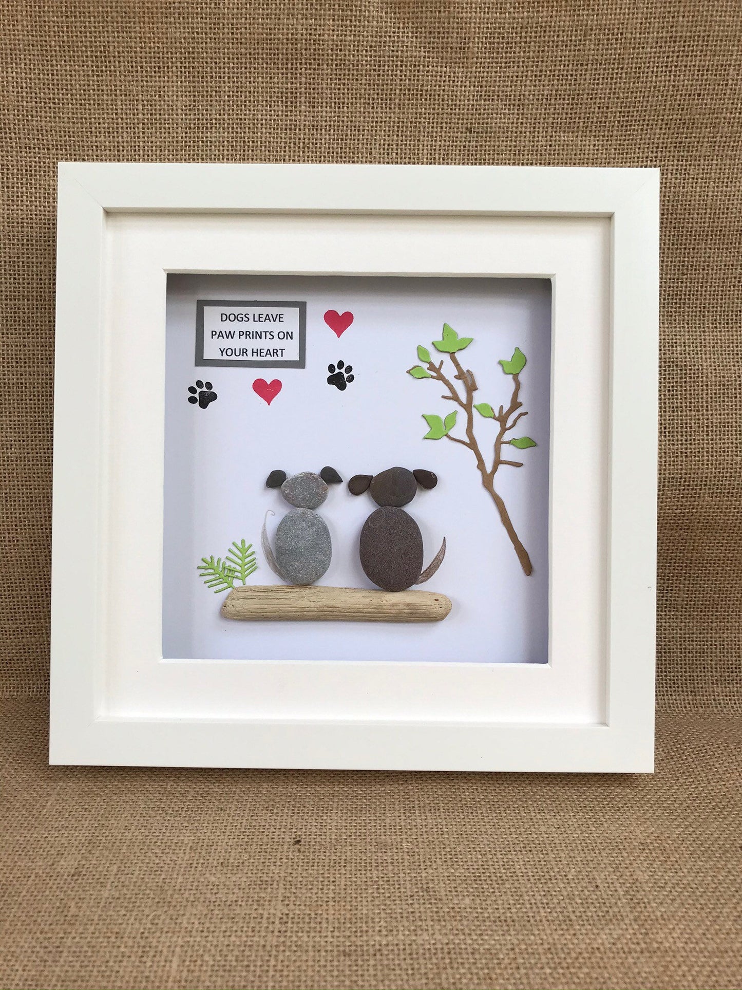 Handmade Dogs Pebble Art Picture