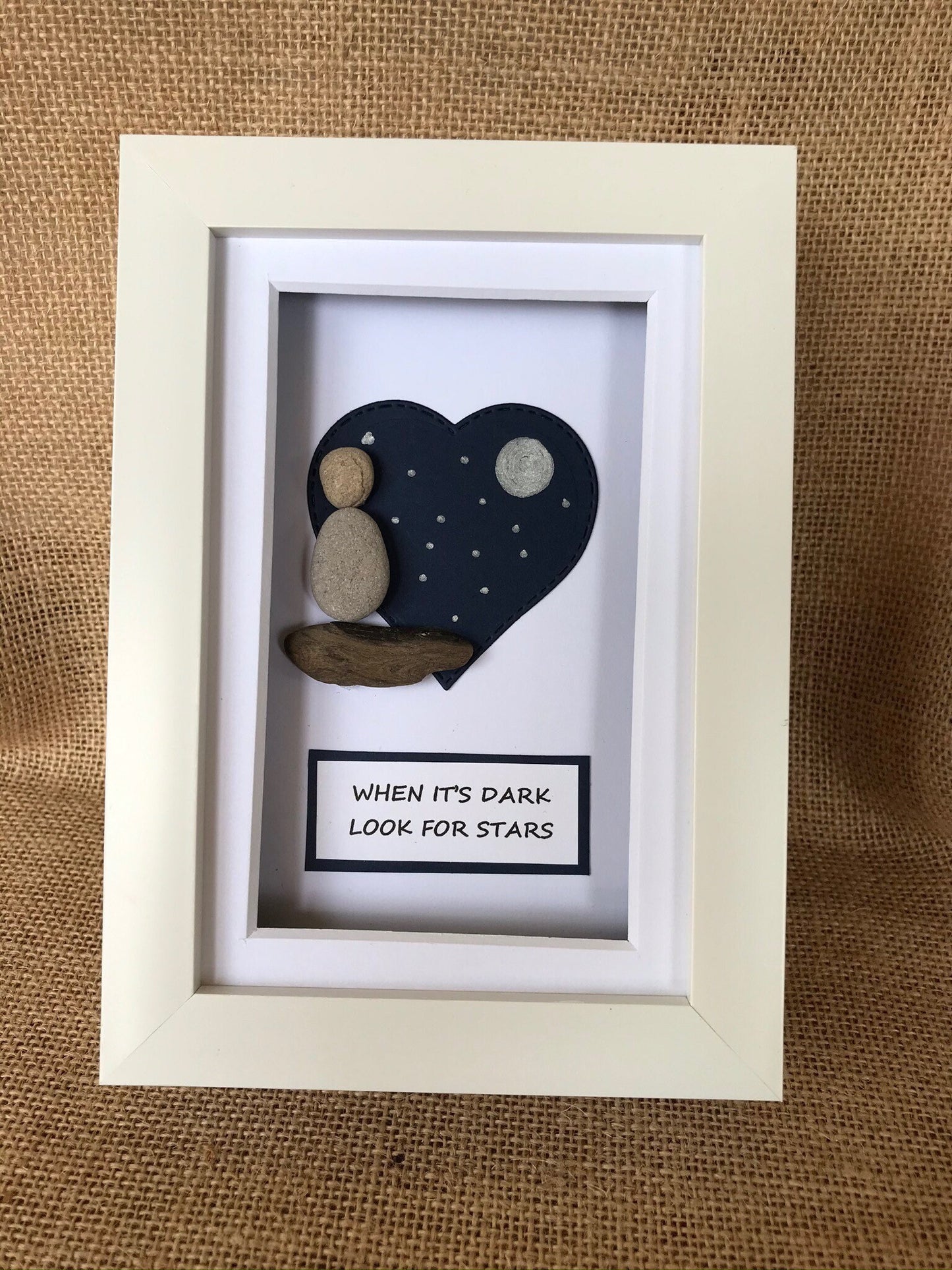 When It's Dark Look For Stars Pebble Art Picture