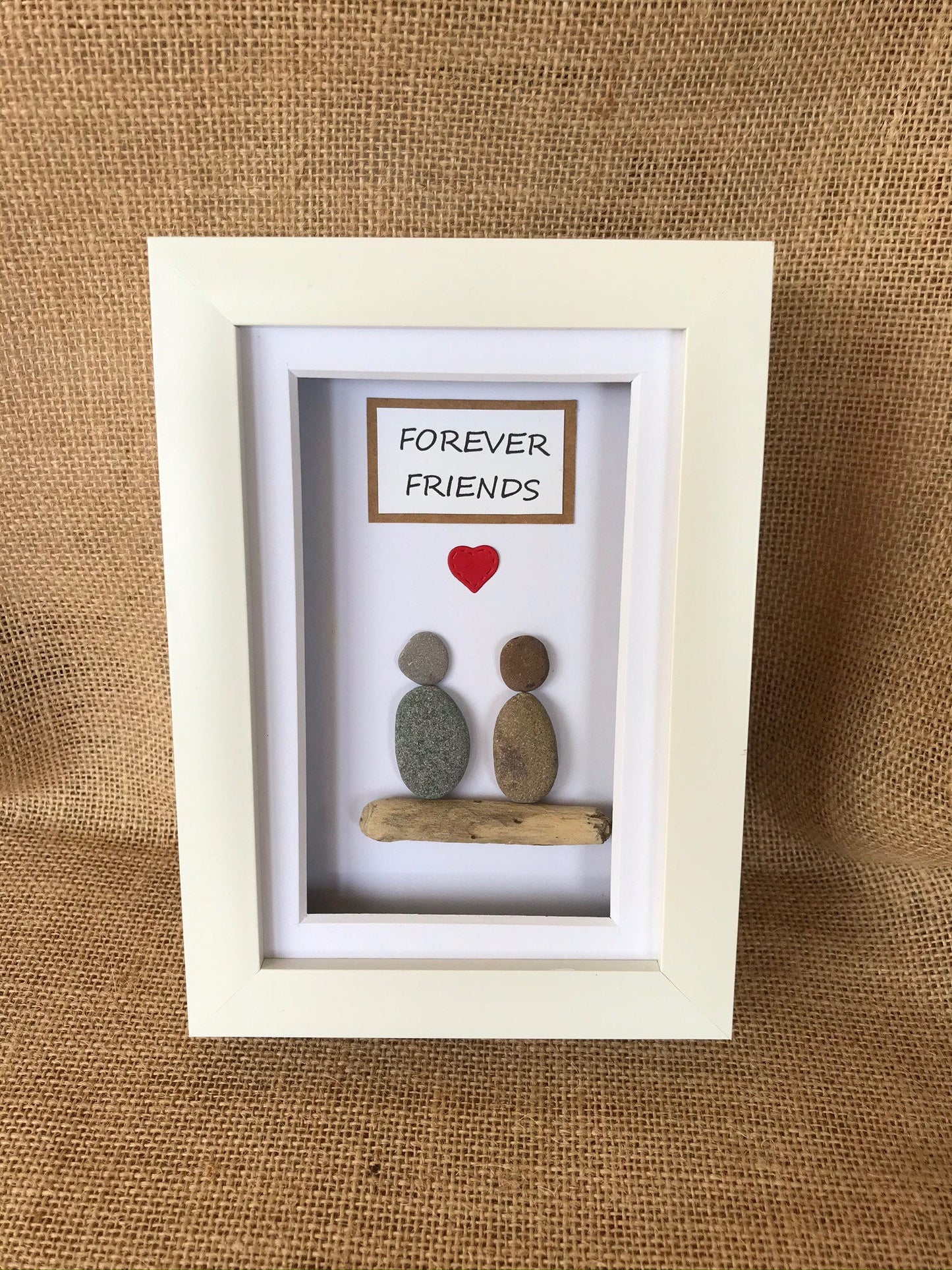 Handmade Forever Friends Pebble Art Picture