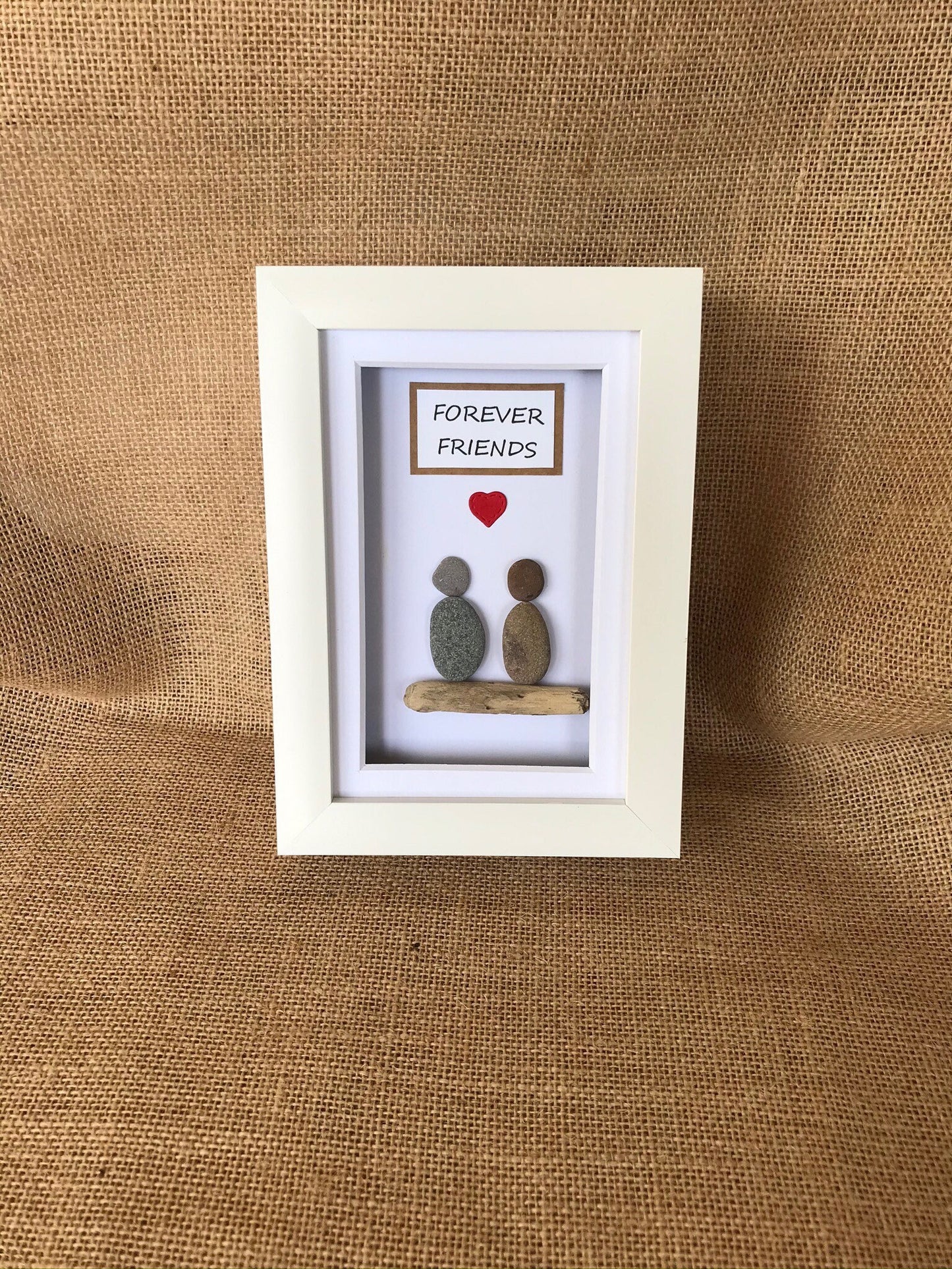 Handmade Forever Friends Pebble Art Picture