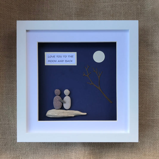 Love to the moon and back Pebble Art Picture