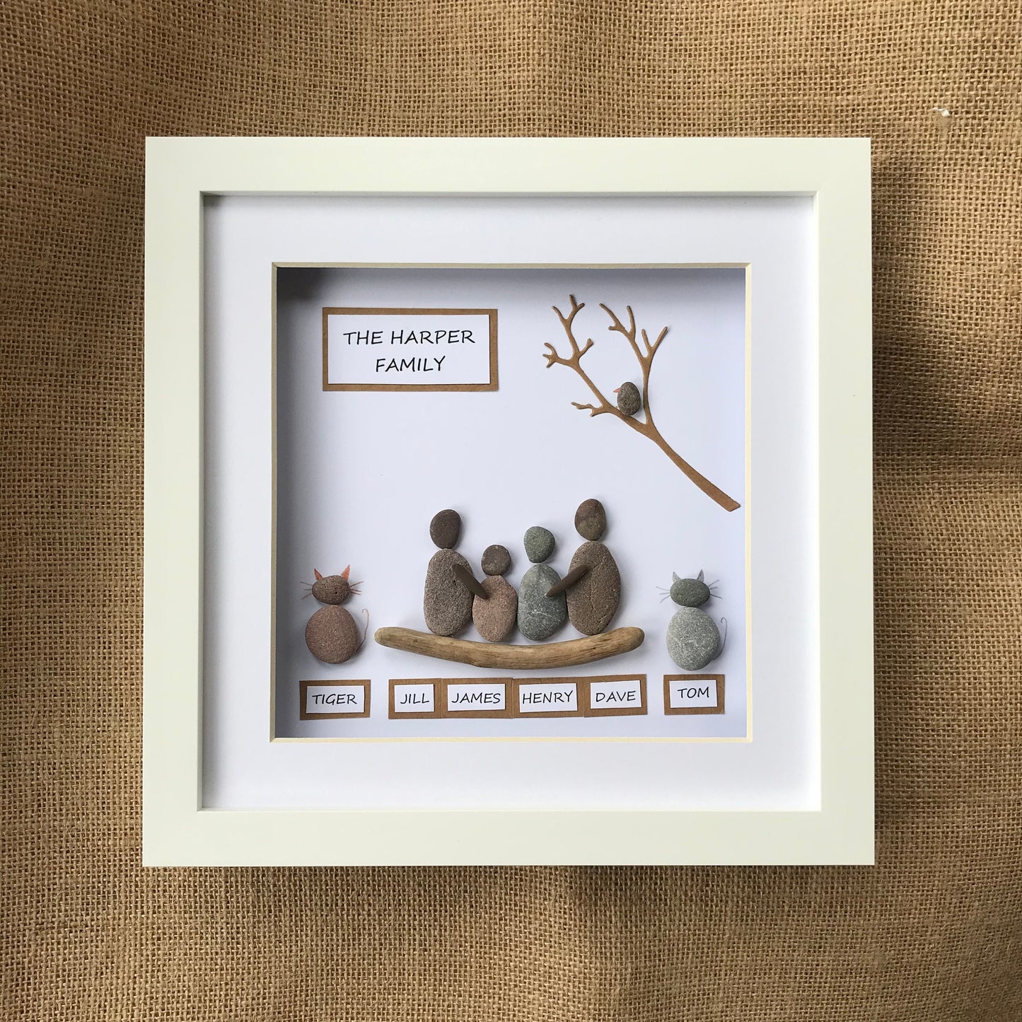 Handmade Family Personalised Pebble Art Picture