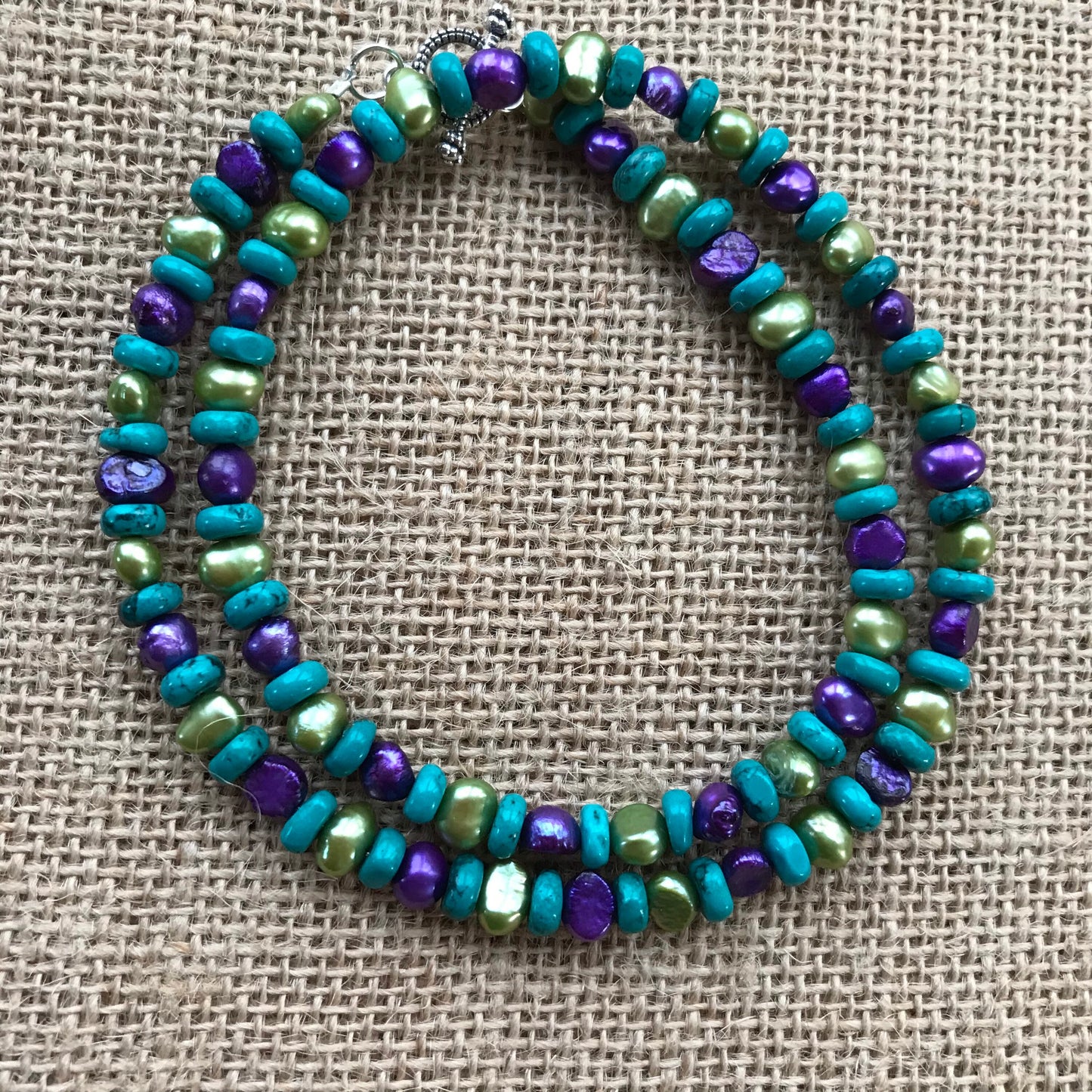 Handmade Freshwater Pearl and Turquoise Necklace