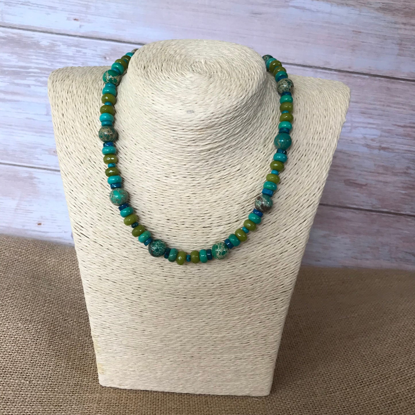 Turquoise Jasper and Jade Necklace