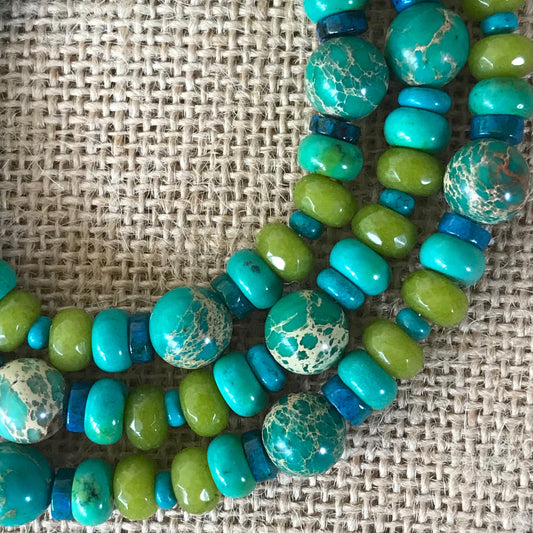 Turquoise Jasper and Jade Necklace
