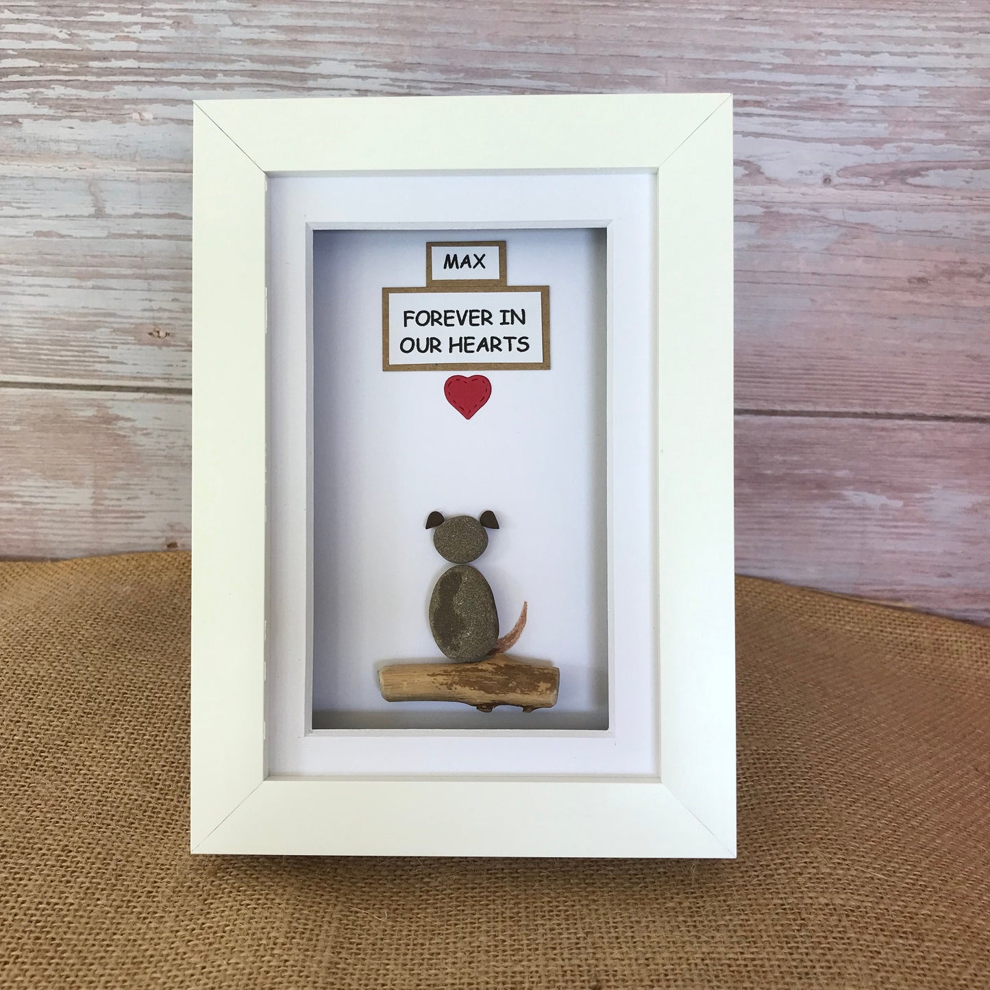 Peronalised Dog Memorial Pebble Art Picture