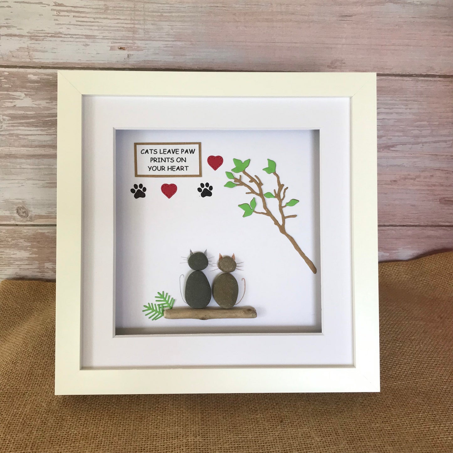 Handmade Cats Pebble Picture