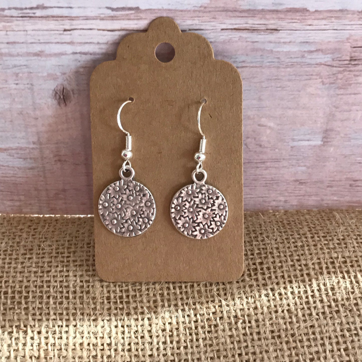 Daisy Circle Silver Earrings