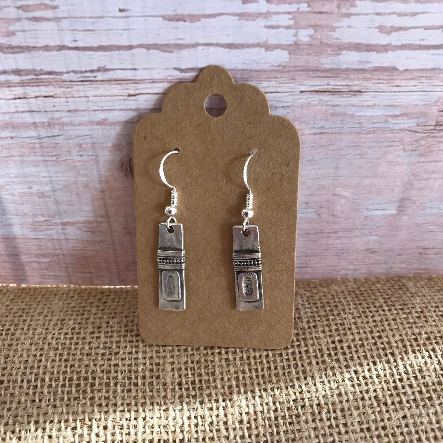 Silver Rectangle Earrings