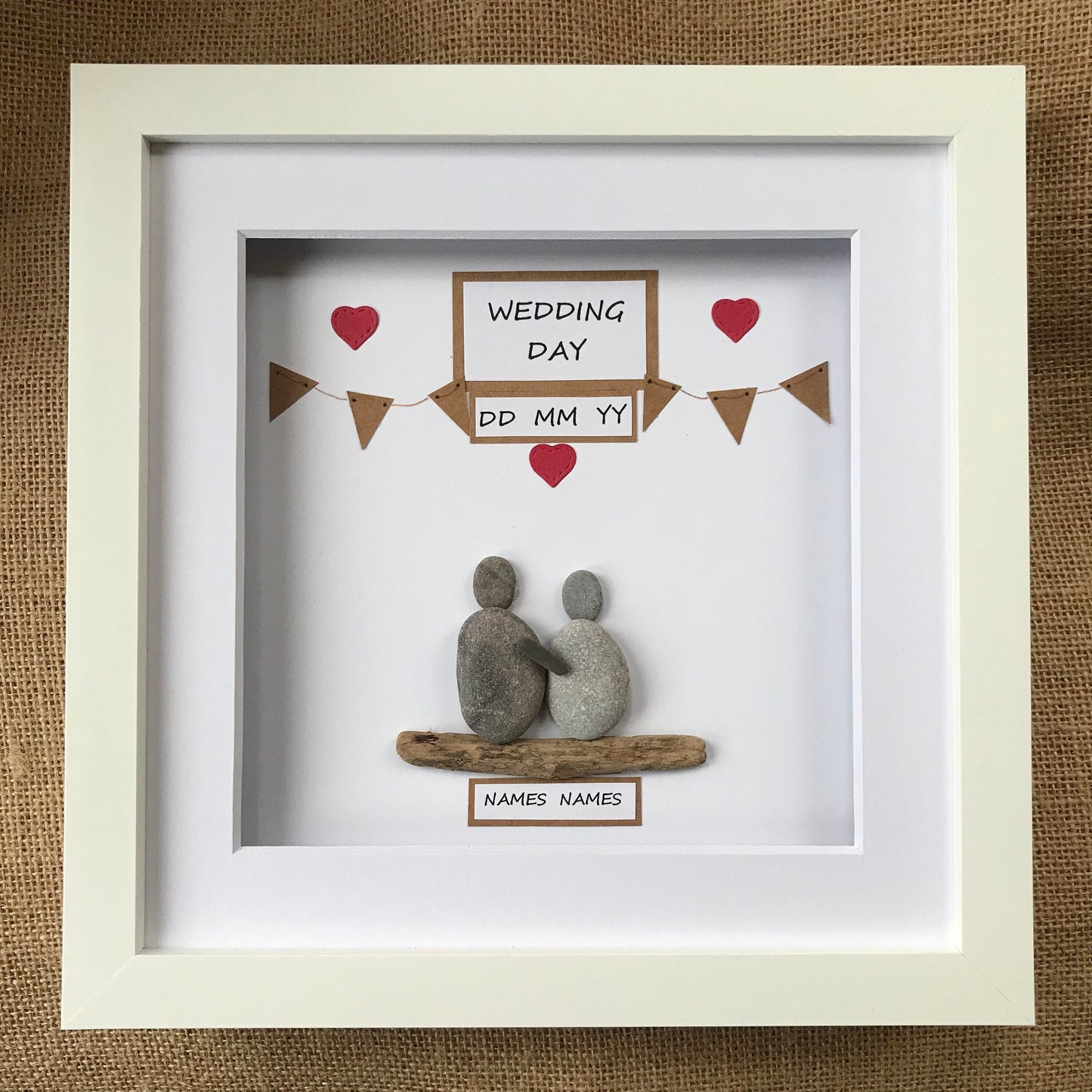 Personalised Wedding Gift Pebble Art Picture