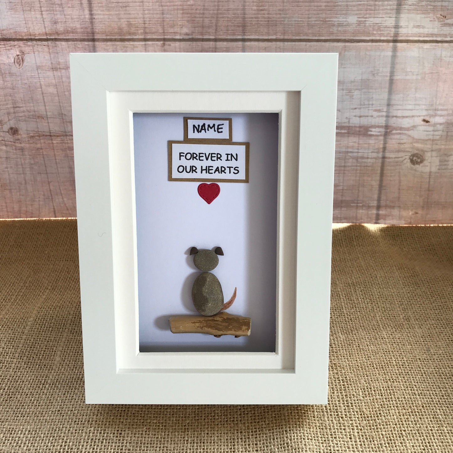 Peronalised Dog Memorial Pebble Art Picture