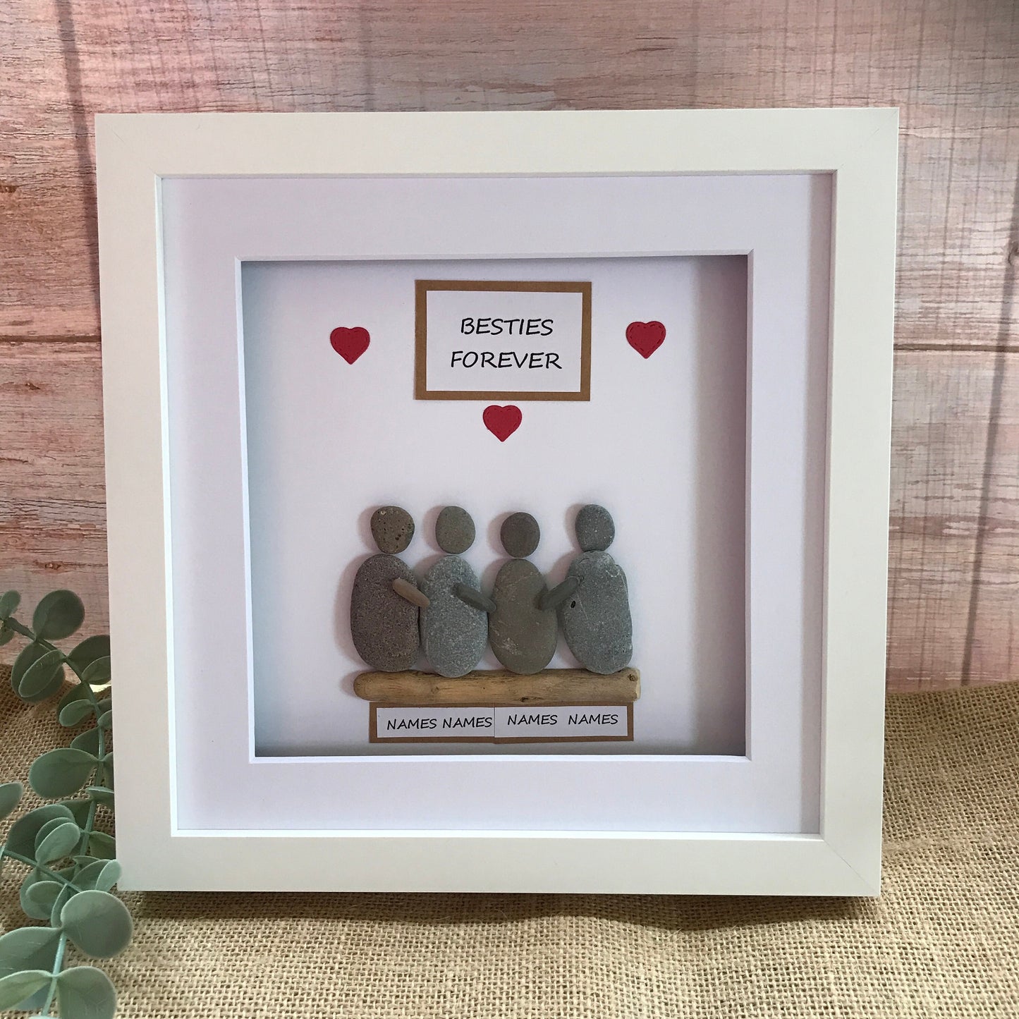 Handmade Besties Forever Gift Pebble Art Picture