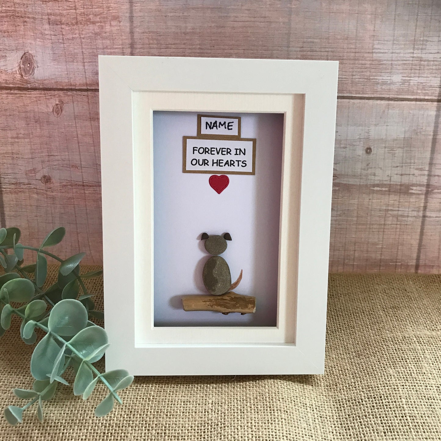 Peronalised Dog Memorial Pebble Art Picture