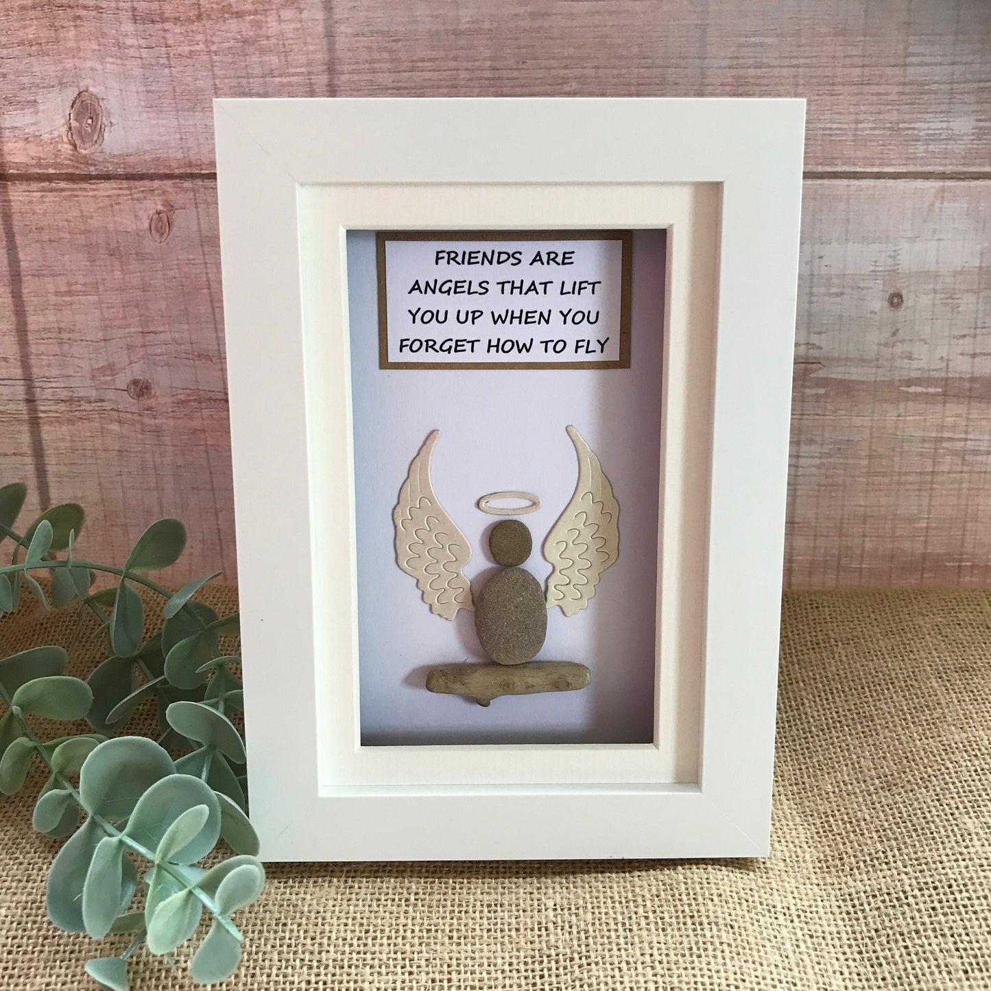 Handmade Friends Are Angels Pebble Art Picture