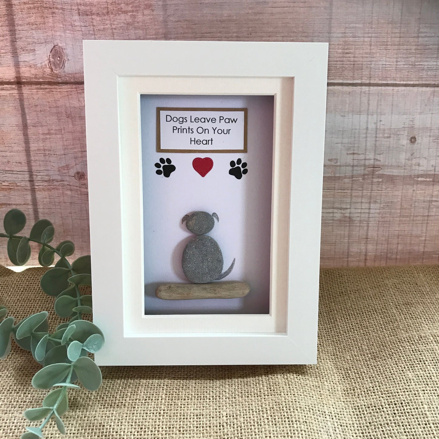 Handmade Dog Pebble Art Picture